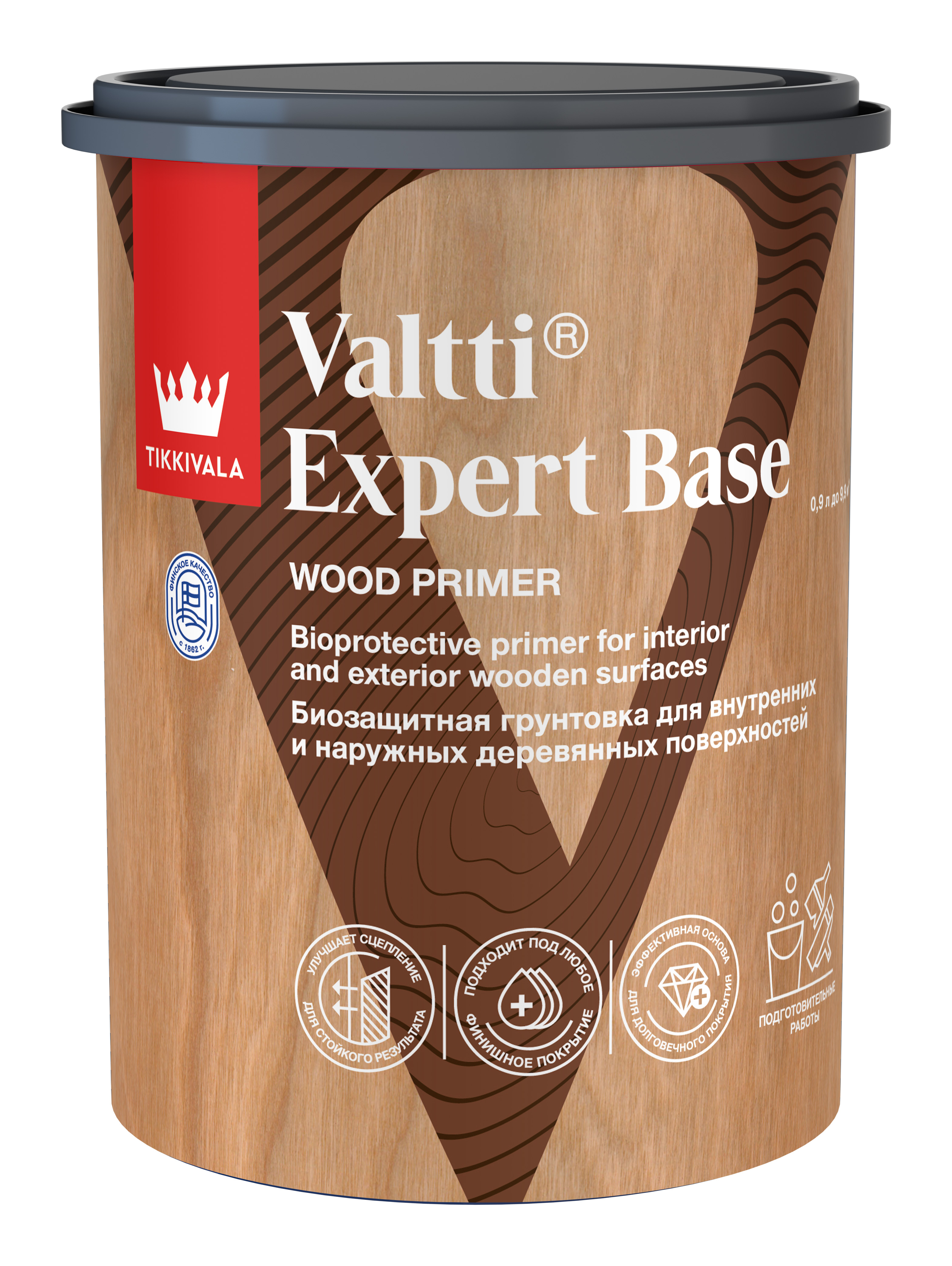 Tikkivala Деревозащитный антисептический грунт VALTTI EXPERT BASE, 2,7л, оттенок Бесцветный, акриловая, водно-дисперсионная, для граффити