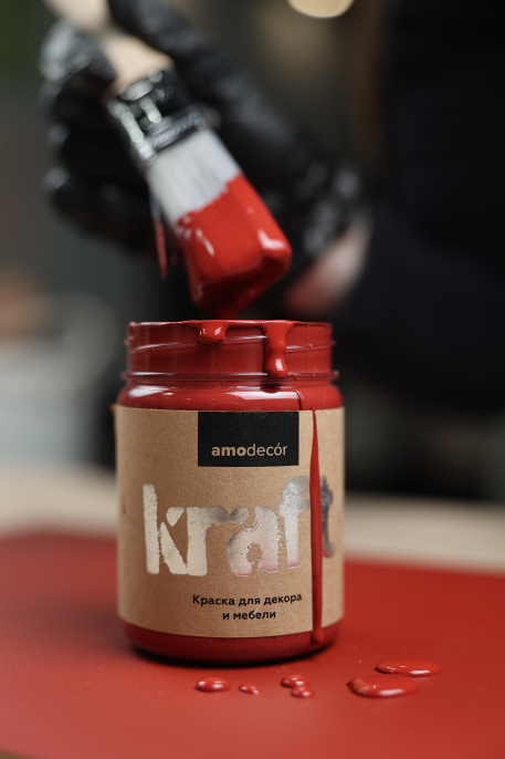 Меловая краска для мебели АМОdecor, Фестивальный красный, акриловая, для дерева, без резкого запаха, матовая, для окон и дверей