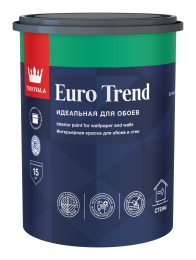 Интерьерная краска для обоев и стен EURO TREND Tikkivala, цвет Основа С (под колеровку в насыщенные тона), фасовка 0,9л: по штукатурке, для минеральных оснований