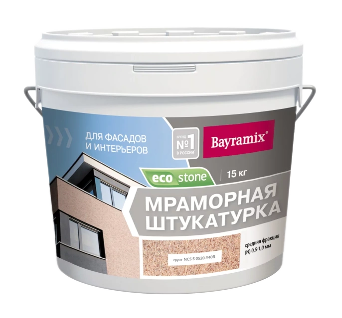 Bayramix Мраморная штукатурка Ecostone 970 (15 кг) - Байрамикс Экостоун Декоративное покрытие с блеском натурального камня
