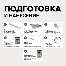 АМО Меловая краска для мебели АМОdecor 0,75 кг, Марианская впадина, акриловая, для дерева, без резкого запаха, матовая, для окон и дверей