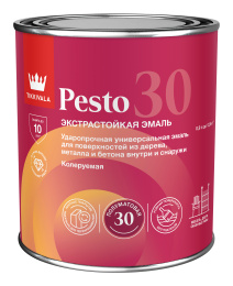 Tikkivala Эмаль универсальная PESTO 30 (полумат), Основа C - для колеровки в насыщенные тона, 0,9л — эмаль алкидная, атмосферостойкая, матовая, колеруемая для фасада