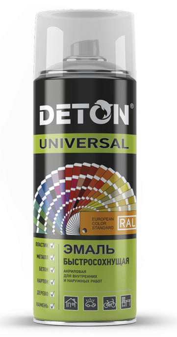 Аэрозоль Deton для металлочерепицы алкидная Deton Синий ультрамарин RAL 5002 Аэрозоль 520 мл, алкидная, атмосферостойкая, защитно-декоративная по штукатурке