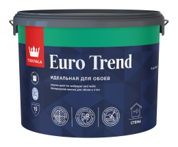 Интерьерная краска для обоев и стен EURO TREND — лакокрасочное покрытие Tikkivala, Белый, 9л, для минеральных оснований