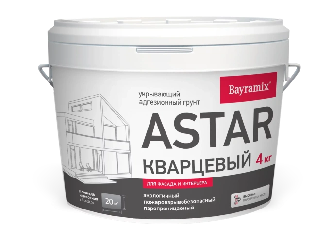 Astar Грунт адгезионный Астар Кварцевый Bayramix Байрамикс 15 кг, Белый, для декоративной штукатурки