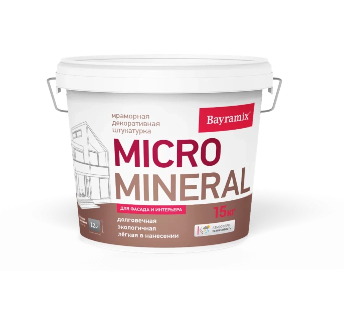 Мраморная штукатурка MICRO Mineral, 15 кг, 611 — Bayramix Байрамикс Микро Минерал для фасада, для наружных и внутренних работ